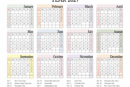 2027 Calendar Printable