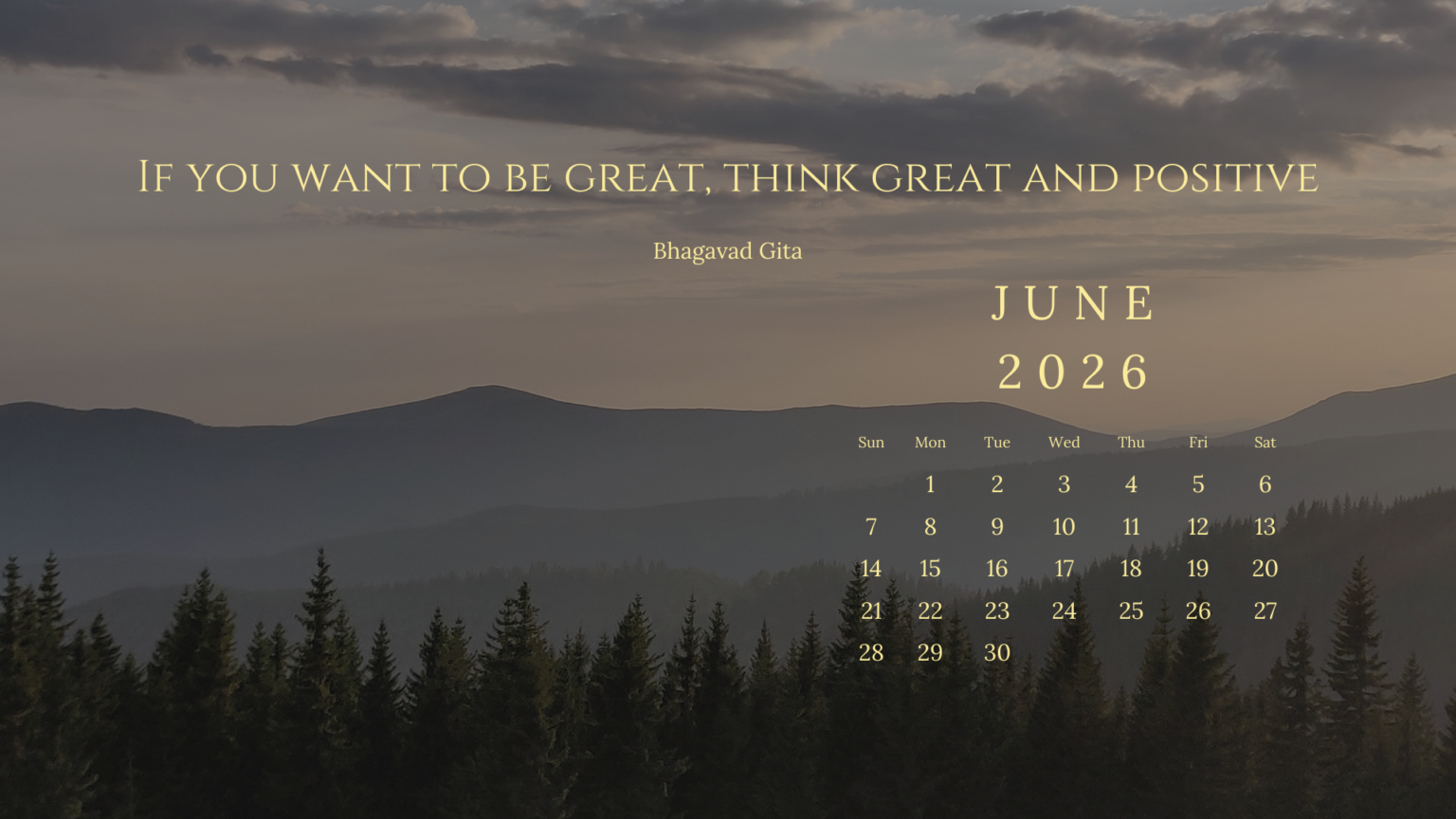 June 2026 Desktop Wallpaper - Dual Calendar