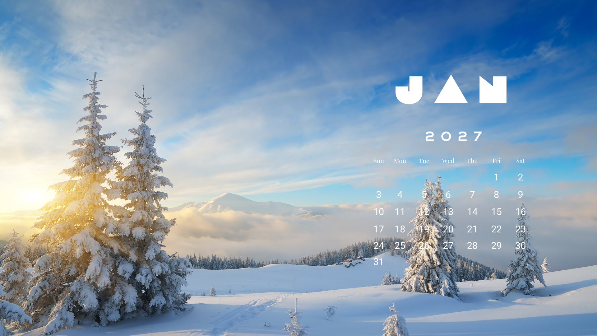 10 January 2027 Desktop Calendar Wallpaper 10 January 2027 Desktop Calendar Wallpaper