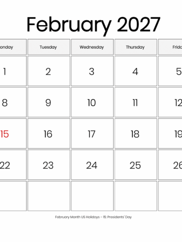 February 2027 Calendar Large Font