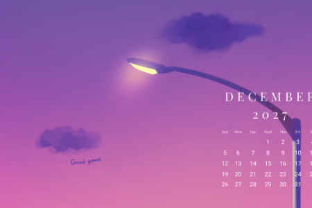 Purple Good Game Sunset Scene Gaming December 2027 Calendar Wallpaper