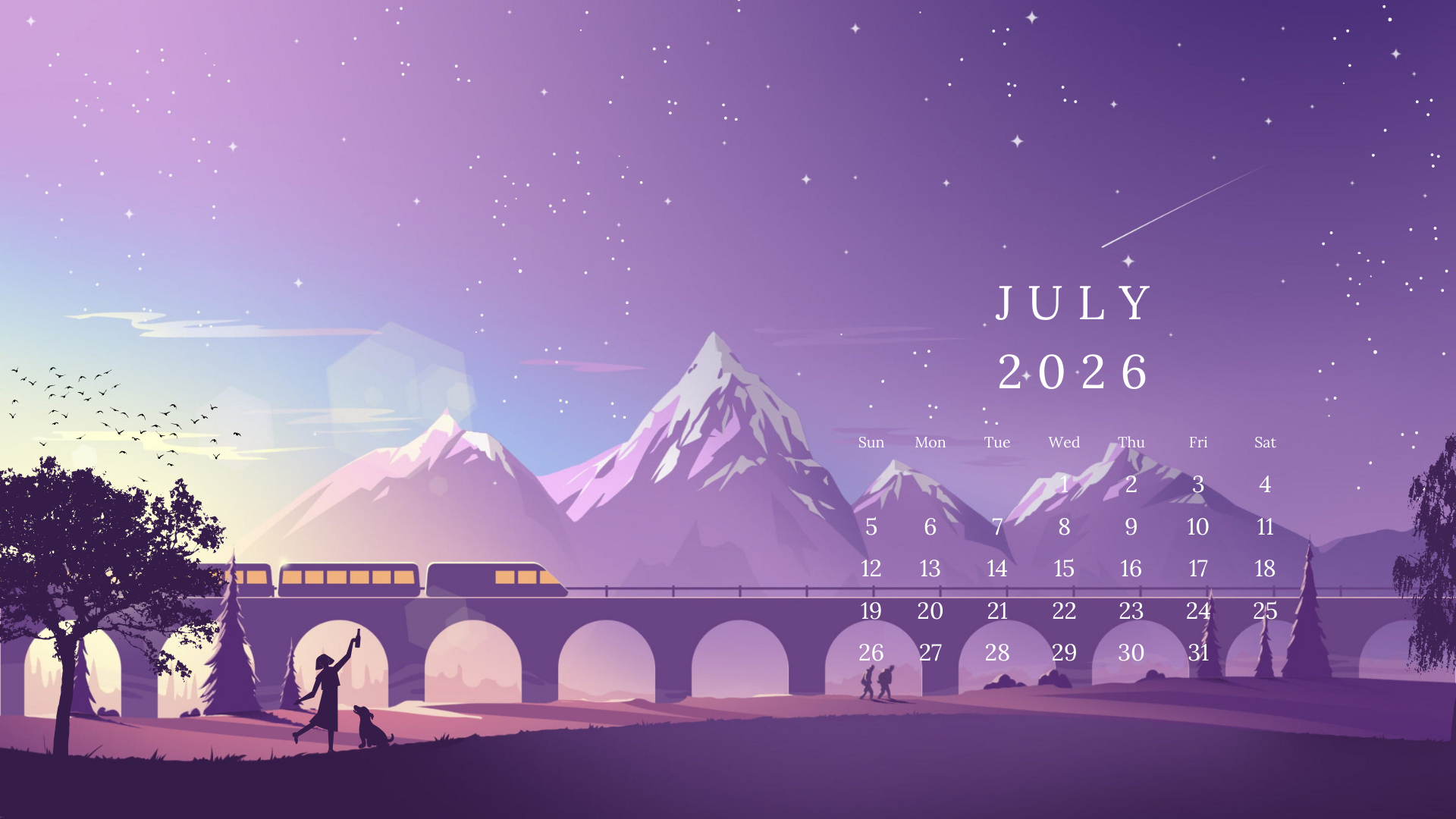 July 2026 Desktop Wallpaper Dual Calendar